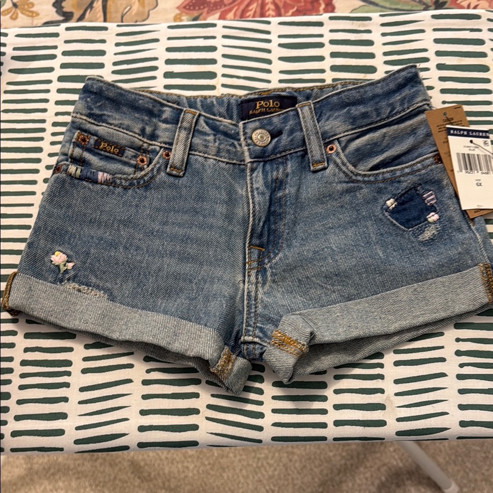 Polo by Ralph Lauren Blue Jean Shorts with Distressed Look